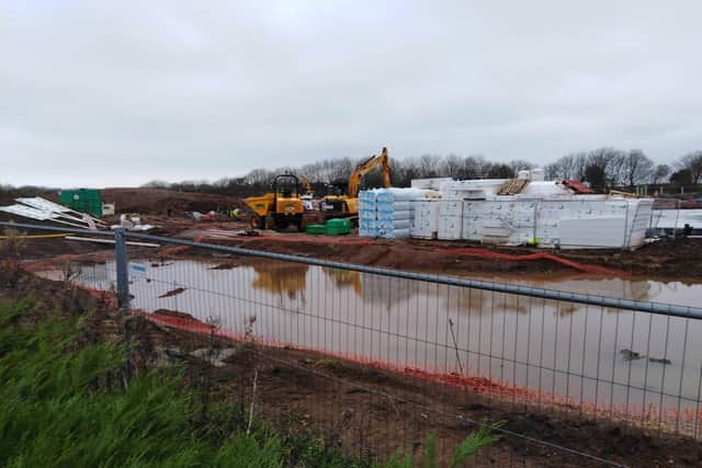 Flooding on the Church Cliff Drive site currently being developed.