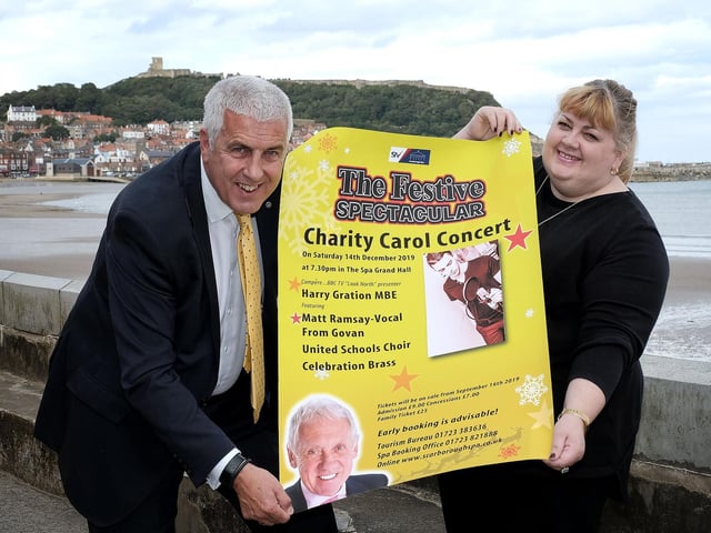 BBC Look North's Harry Gration returns to the Spa to host this year's charity carol concert at 7.30pm on Saturday December 14.