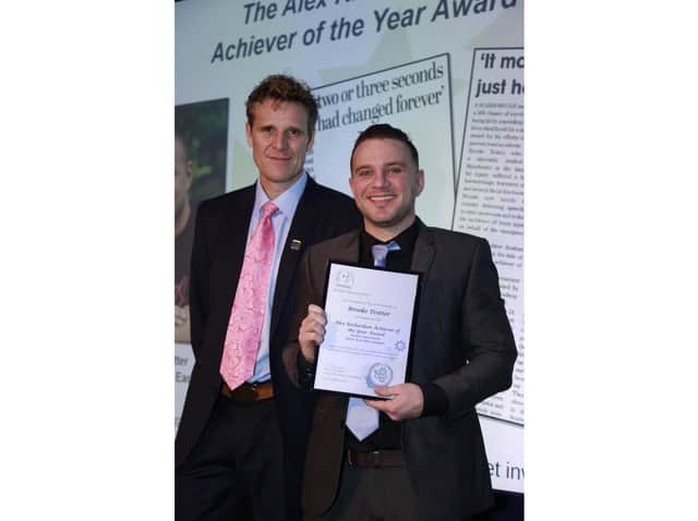 Brookepictured with Headways Vice President, James Cracknell OBE.