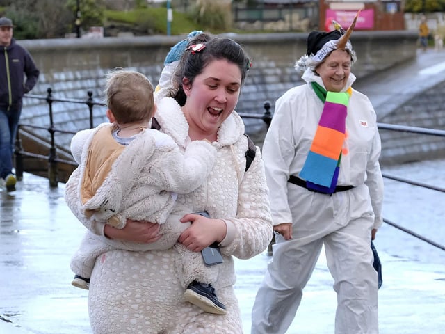 Having fun despite the weather.