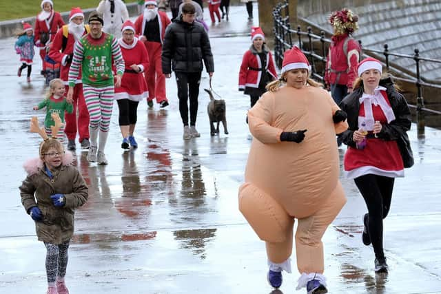 A person in inflatable turkey takes part. Picture by Richard Ponter