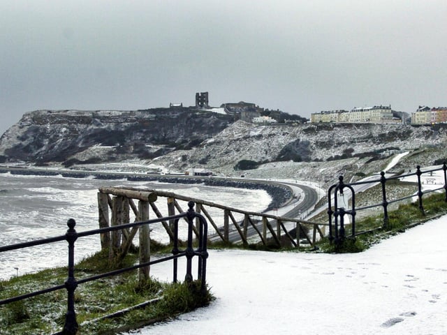 Early snow leaves a dusting on North Bay and the Castle in 2009.