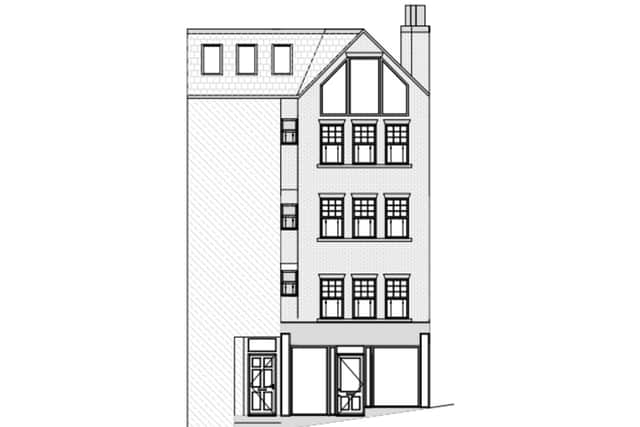 Taken from the planning application showing the now removed window on the top floor.