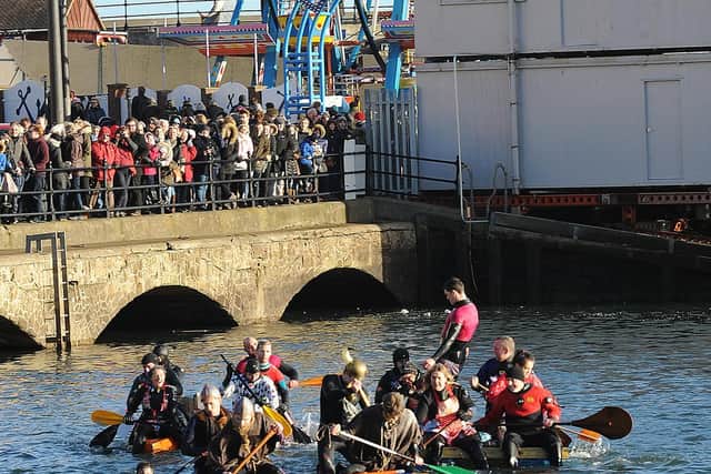 The raft race in the harbour. Picture by Paul Atkinson
