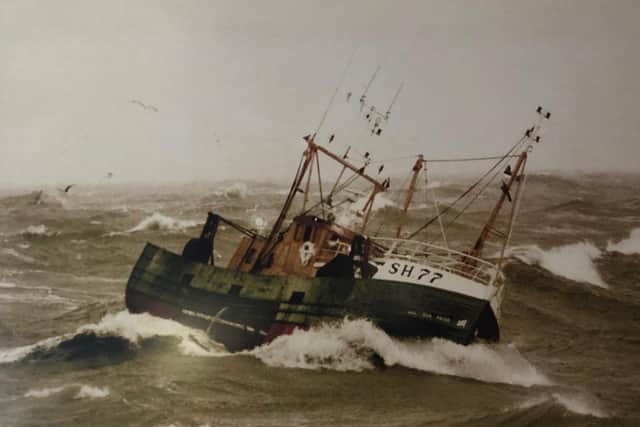 Our Pride in rough seas. Picture from Jenkinson family.