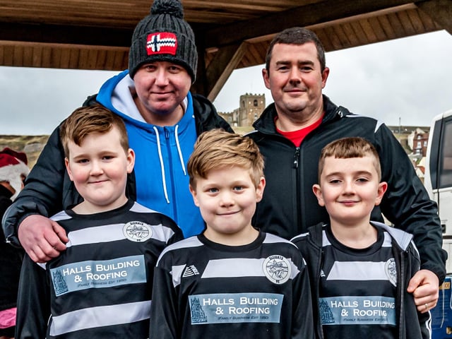 Sleights FC youngsters ready for the dip.