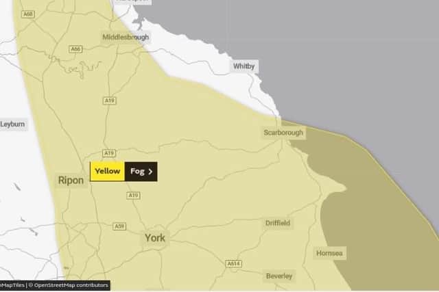 The area covered by this evening's fog warning