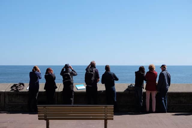 Some of the network of 30 volunteers trained by Yorkshire Wildlife Trust and Sea Watch Foundation observing the coast. Picture: Bex Lynam/ Yorkshire Wildlife Trust