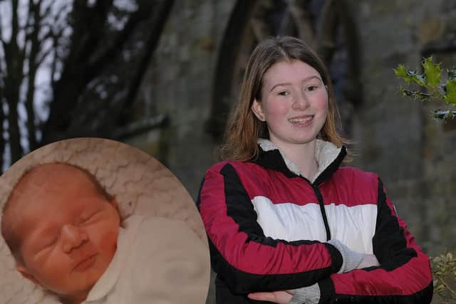 Matilda Adams now and inset as a baby. Picture by Richard Ponter and from the Adams family.