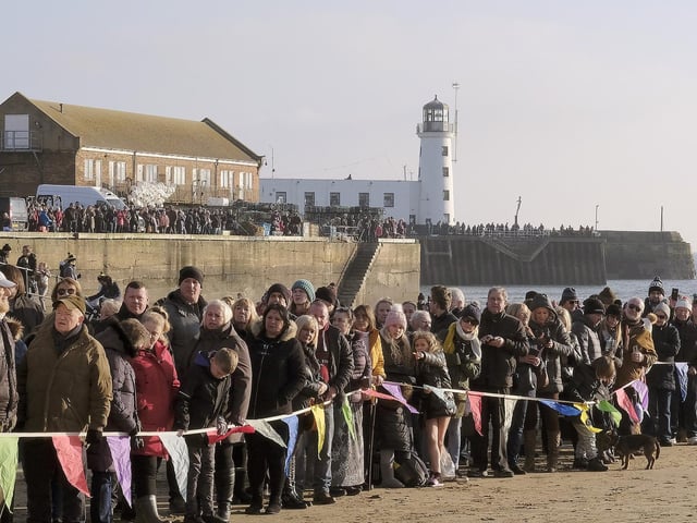 Crowds gather to watch the event.