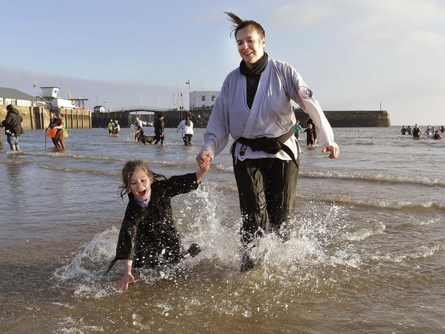 Splashing around in the shallows.