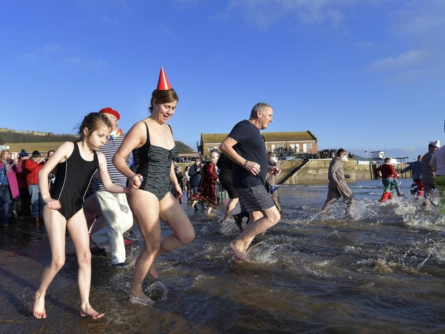 The brave dippers begin.