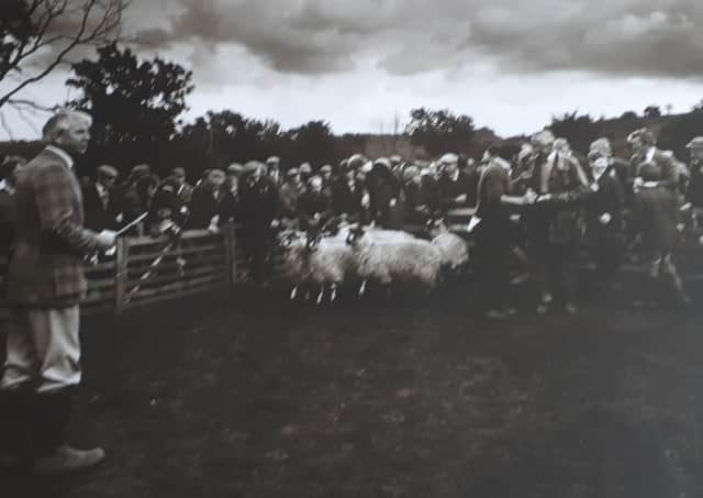 Ken Halley (left) at Glaisdale Sheep Sale, late 1980s