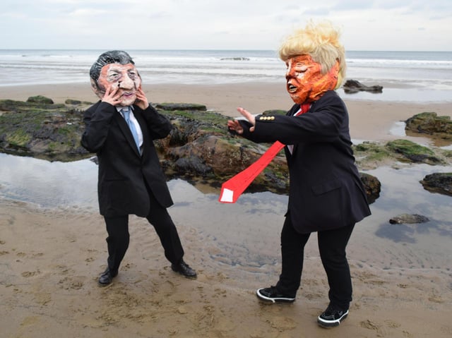 The two figures on North Bay. Picture by Briony Wilson.
