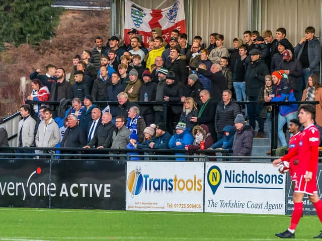 Whitby Town's fans during their game at Scarborough Athletic