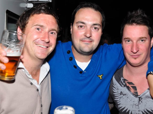 Stewart, Lee and friend in Blue Lounge.