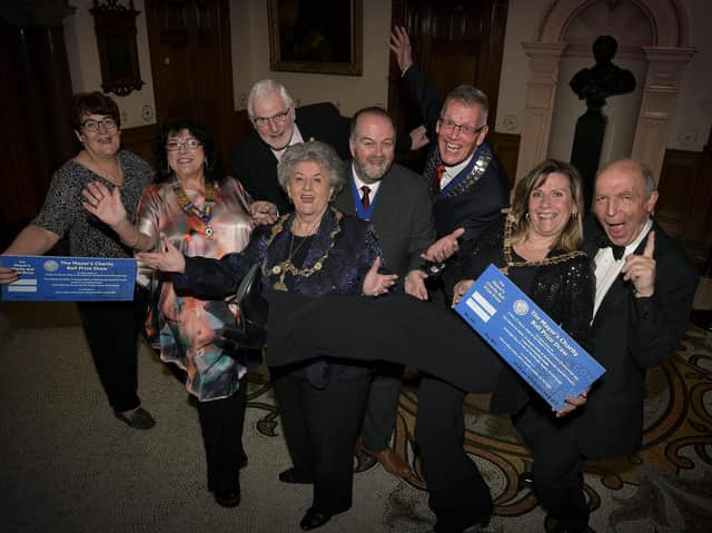 Warming up for the Mayors Ball Ros Fox, Liz Curry, David Chapman, Mayor Hazel Lynkey, Son Mike Lynskey, John Riby, Filey Mayor Jacqui Holden - Banks and David Oliver. Picture: Richard Ponter/JPI Media