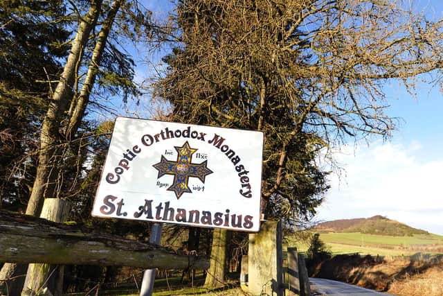 Sign near the entrance to the monastery