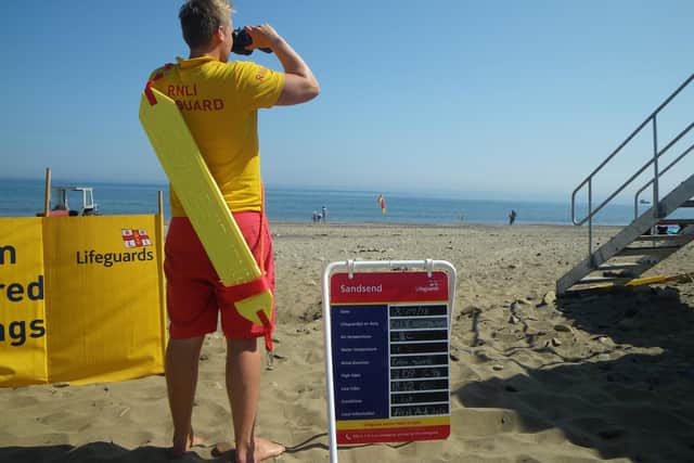 Lifeguard on duty at Sandsend