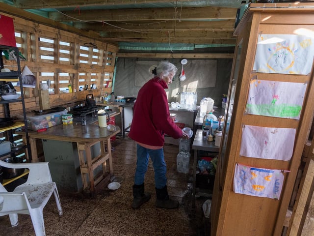 Inside the protest camp.