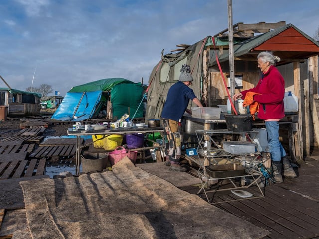 The make-shift kitchen at the camp.