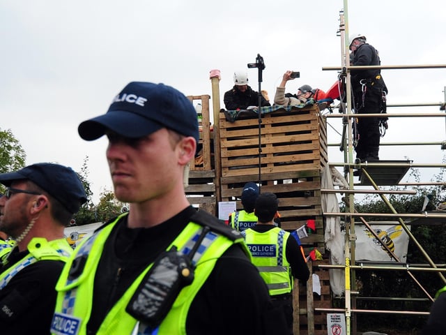 An arrest of a protester.
