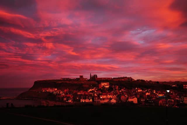 Glorious red sky over Whitby