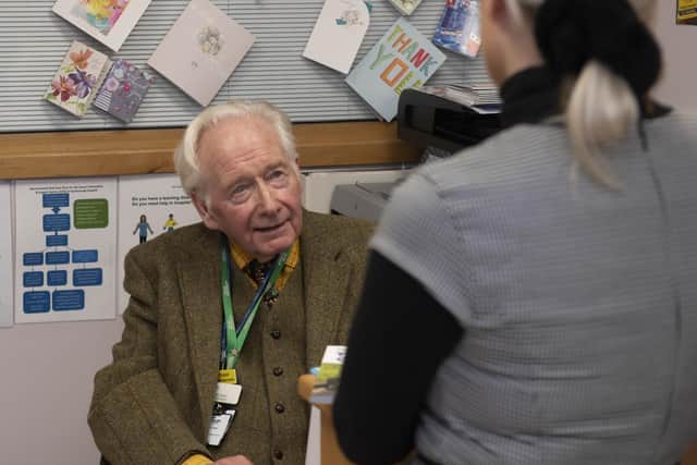 Keith Taylor discussing care at Scarborough Hospital's Cancer Information Centre