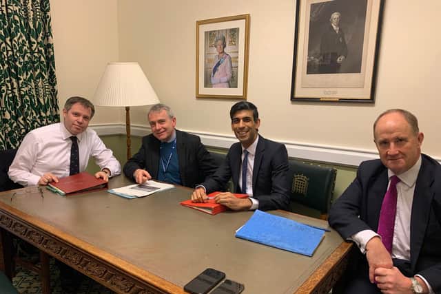 From left: Health Minister, Edward Argar MP, MP Robert Goodwill, MP Rishi Sunak and MP Kevin Hollinrake.