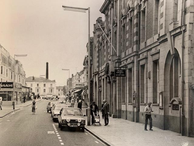 Scarborough's Crown Post Office, now lying empty, and the old taxi rank pictured in 1976.