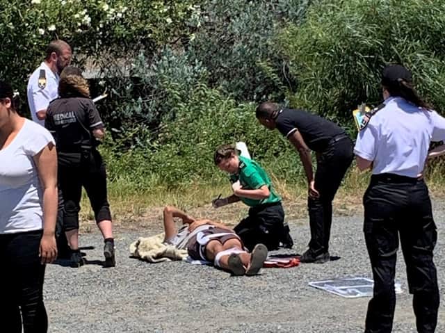 Fern administering first aid. Picture: Fern Berkley
