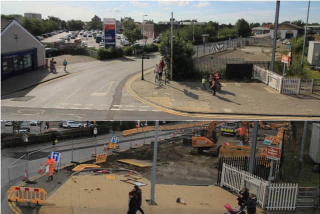 Station Approach before, top and now, bottom. Pictures from East Riding Council