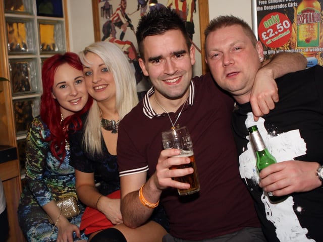 Amber, Lorraine, Danny and Andy on a work do.