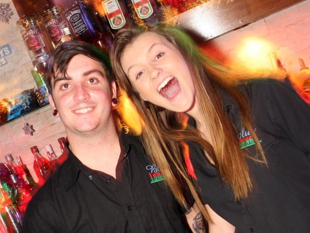 Ant and Megan serving the punters in Blue Lounge.
