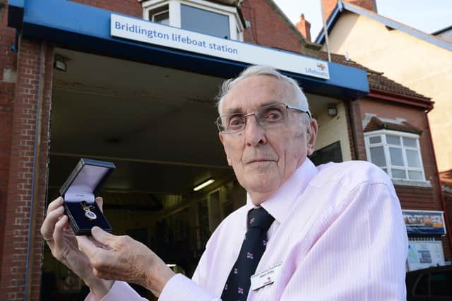 Albert Wilby who was presented a Gold Service badge for his service at RNLI Bridlington has passed away.