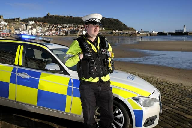 TC Jamie Lord on patrol in Scarborough. Picture: JPI Media/ Richard Ponter