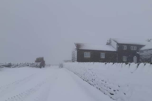 Heavy snow at The Lion Inn at Blakey Ridge. Picture from North Yorkshire Weather Updates Facebook page.