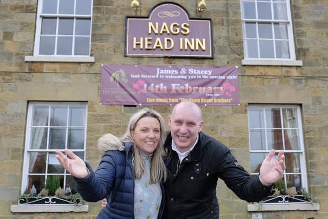 James and Stacey outside The Nag's Head. Picture: JPI Media/ Richard Ponter