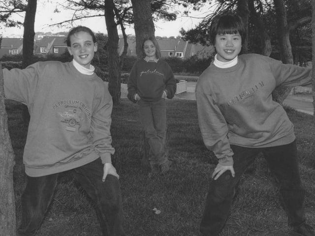 Graham School held a fashion show in May 1995.
Pictured in clothes from the Petroleum Clothing brand are, from left, Claire Taylor, Helene Martyn and Emma Khoo.