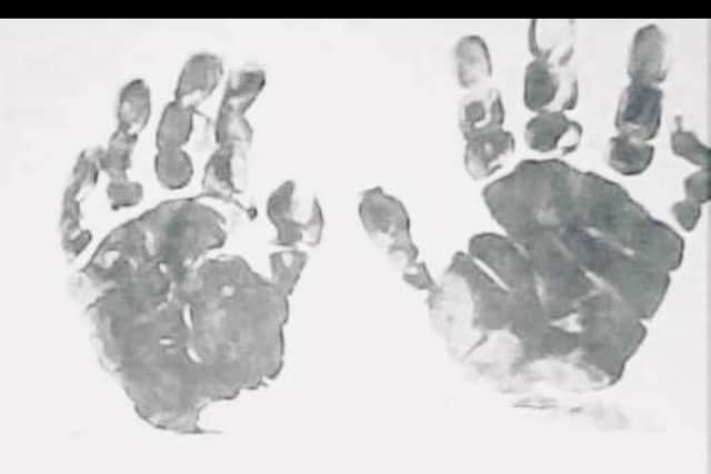 Lily-Rae's hand-prints.