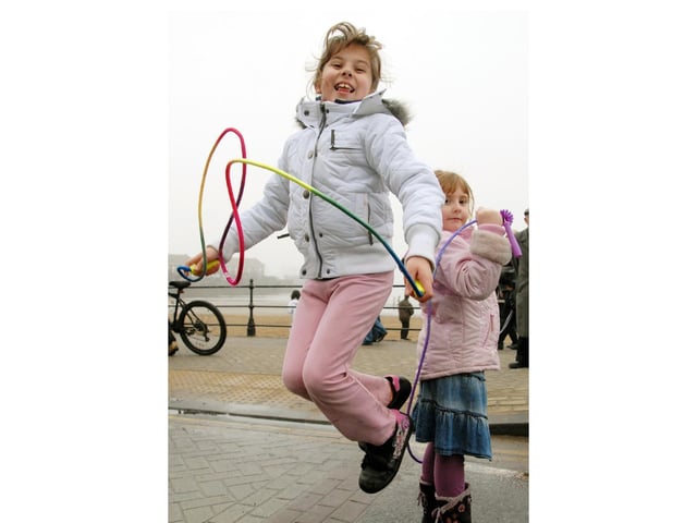 Two little ones having fun.