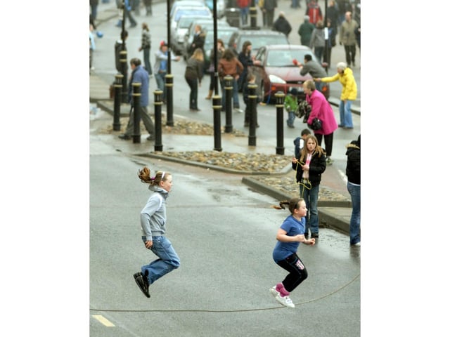 Jumping for joy.