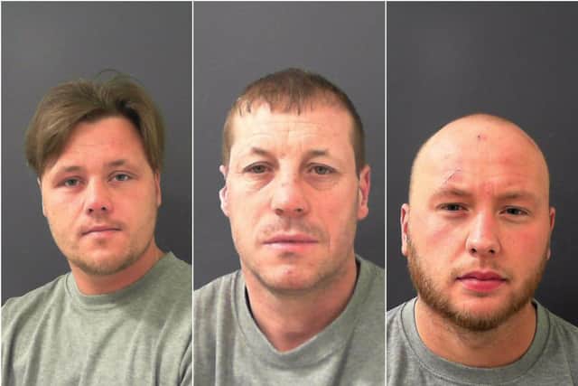 From left: Ross Sutcliffe, William Lowther and Abraham Fox. Pictures from North Yorkshire Police