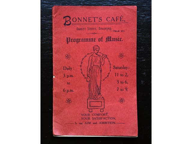 A programme of music from the old Bonnet's Cafe in Bradford.