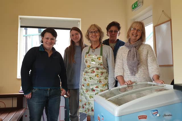 Hunmanby Community Fridge volunteers. From left: Michelle Donohue-Moncrieff, Skye Gulliver, Jane Ellerington, Karen Hollinghurst and Moira Old.