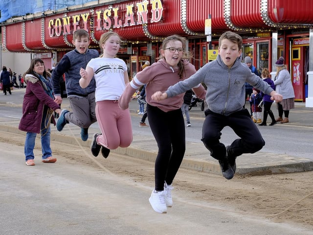 Jumping for joy.