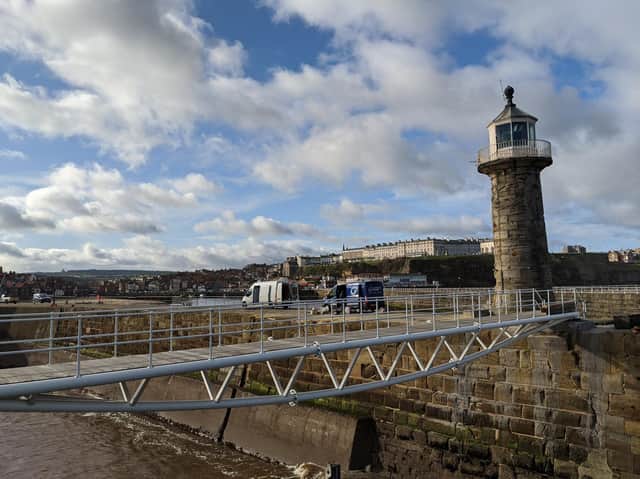 Whitby's new east pier footbridge.