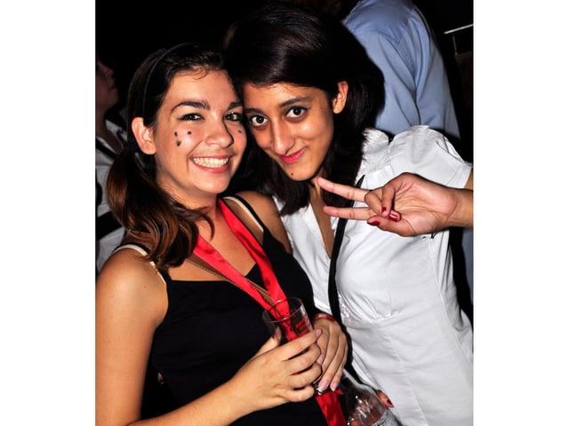 Katherine and Nabeela in Blue Lounge.