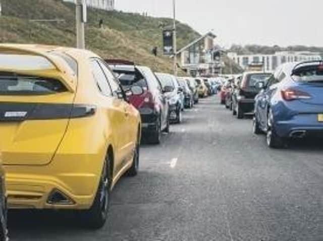 A car cruise on Scarborough seafront