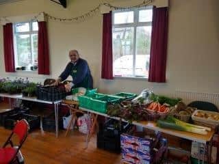 Fresh produce on offer at Staintondale Village Hall